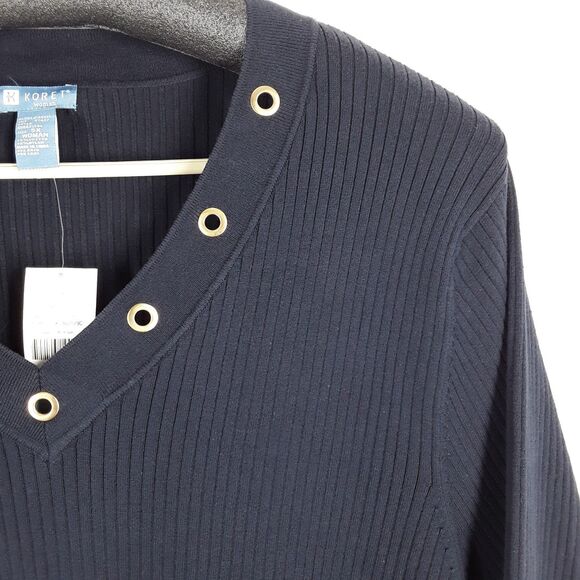 Dark Blue Sweater, size 5X KORET Women's Pullover, V-Neck, Long Sleeve, new NWT - Picture 4 of 6